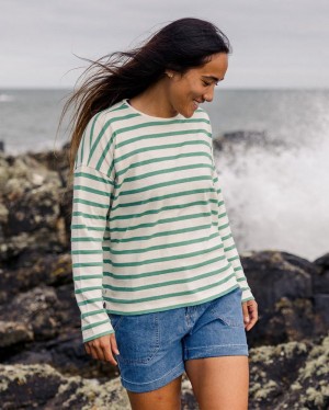 Women's Passenger Misty Stripe LS T-Shirt Deep Sea | US-RCIELB603