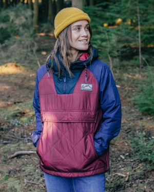 Women's Passenger Ocean Recycled Insulated 1/2 Zip Jacket Windsor Wine | US-ZYUPAE749