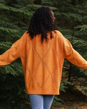 Women's Passenger Palm Organic Cotton Jumper Orange | US-CKHNDV671