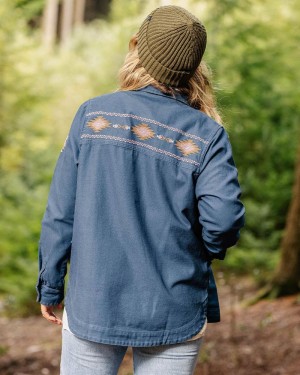 Women's Passenger Pine Organic Cotton Jacket Dark Denim | US-KUIGMZ231