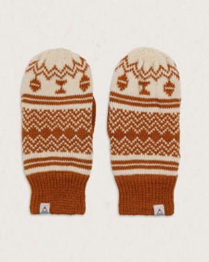 Women's Passenger Powder Fleece Lined Recycled Acrylic Mittens Orange Brown | US-WMQLFY724