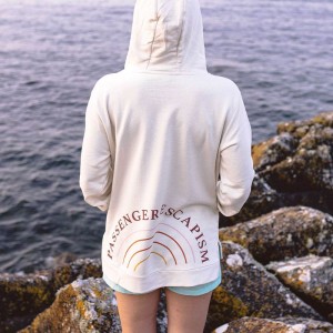 Women's Passenger Rainbow Recycled Cotton Hoodie Egret | US-CMJTKS397