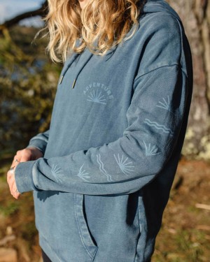 Women's Passenger Roamers And Seekers Recycled Cotton Oversized Hoodie Dark Denim | US-ZNSMOF960