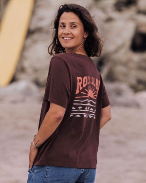 Women's Passenger Rolling Slow Recycled Cotton T-Shirt Chestnut | US-RZEIFS631