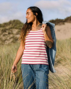 Women's Passenger Sage Stripe Tank Top Fuchsia | US-KSEIJW816