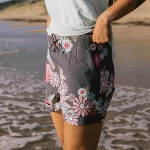 Women's Passenger Santosa Shorts Black Flower Burst | US-KNUPYB269