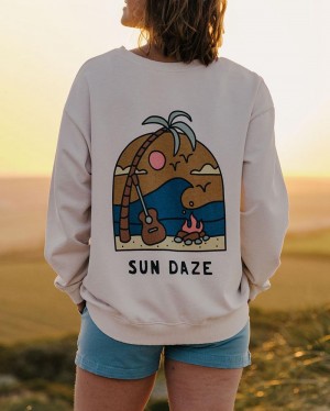 Women's Passenger Sundaze Recycled Cotton Sweatshirt Beige | US-DHFLNR450