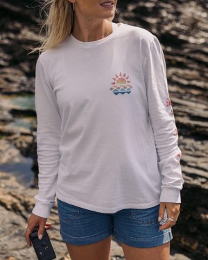 Women's Passenger Sunray Recycled Cotton LS T-Shirt White | US-AVEFHB780