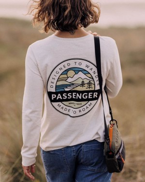 Women's Passenger Wilds Recycled Cotton Ls T-Shirt Milky Marl | US-OMIEFU748