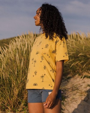 Women's Passenger Yerba Recycled Cotton T-Shirt Ochre Yellow | US-XBGPUF487