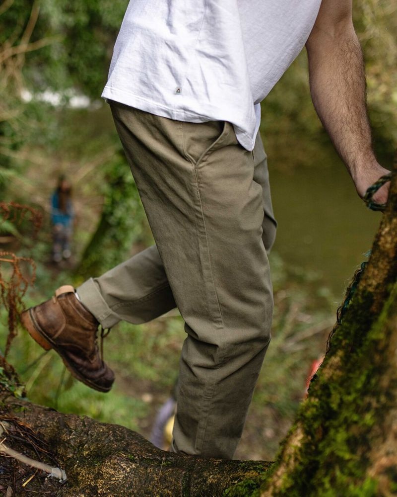 Men's Passenger 365 Organic Cotton Pants Dusty Olive | US-HIQGLJ091