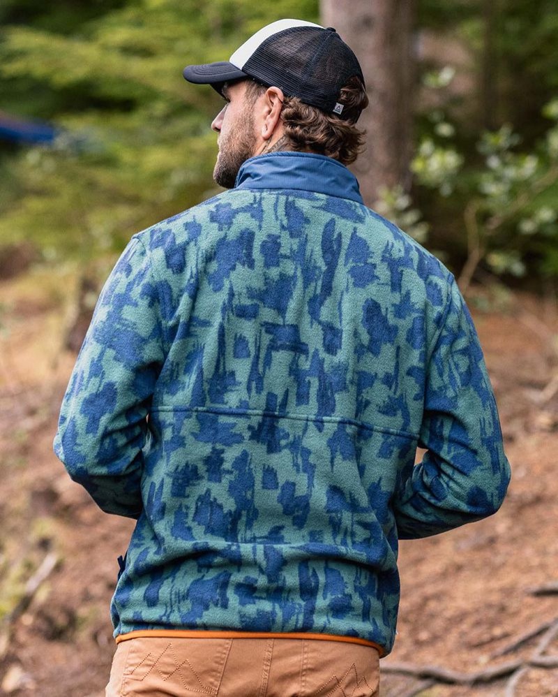 Men's Passenger Adrift Recycled Polar Fleece Oak Patch Deep Ocean | US-RPTXFJ094