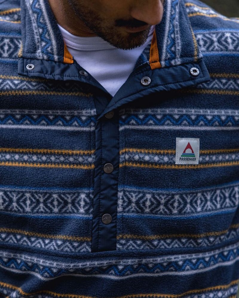 Men's Passenger Adrift Recycled Polar Fleece Midnight Fairisle | US-VSLGYO715