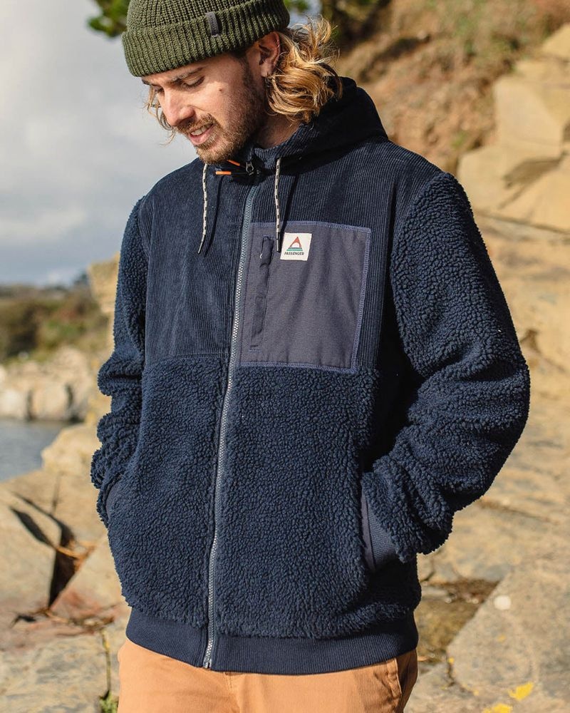 Men's Passenger Adventure Recycled Deep-Pile Sherpa Fleece Deep Navy | US-SBREPY396