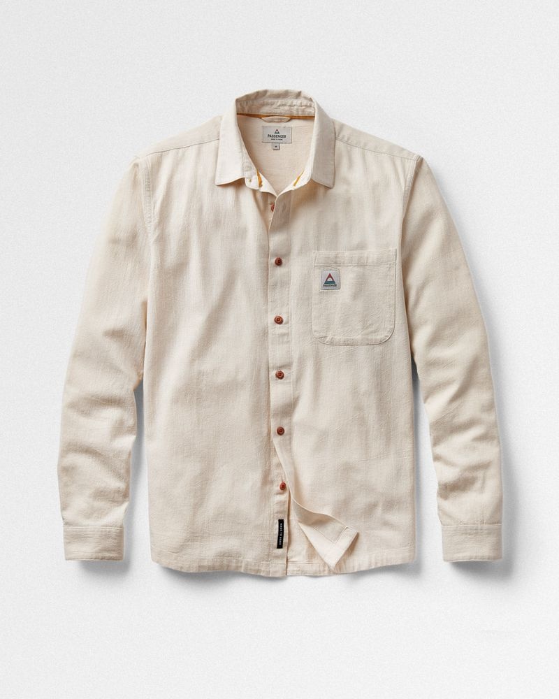 Men's Passenger Arica Textured Shirts Beige | US-DGBWTV926