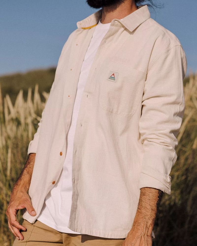 Men's Passenger Arica Textured Shirts Beige | US-DGBWTV926