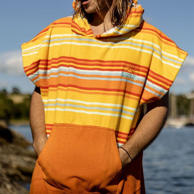 Men's Passenger Baja Recycled Towel Poncho Sun Stripe | US-MTECRO642