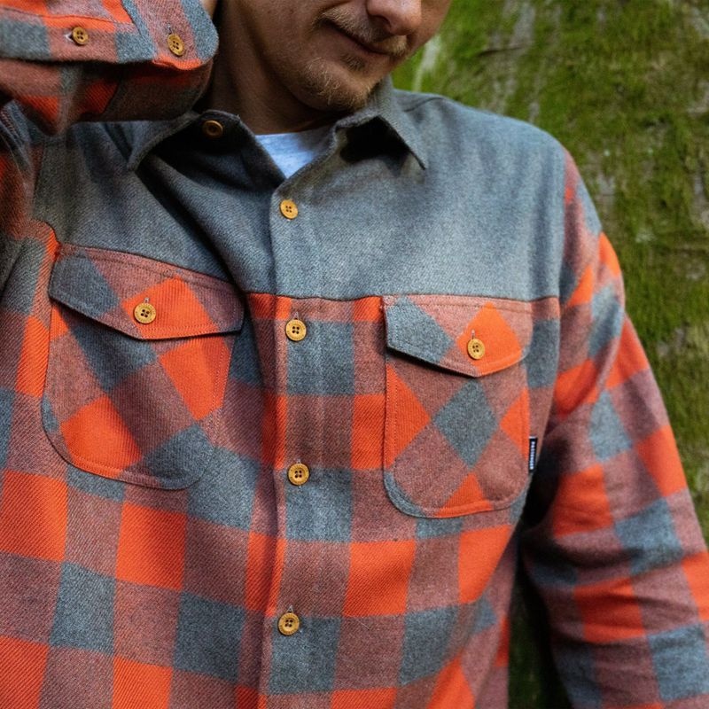 Men's Passenger Bozeman Shirts Buffalo Check Orange | US-XOVSMT236