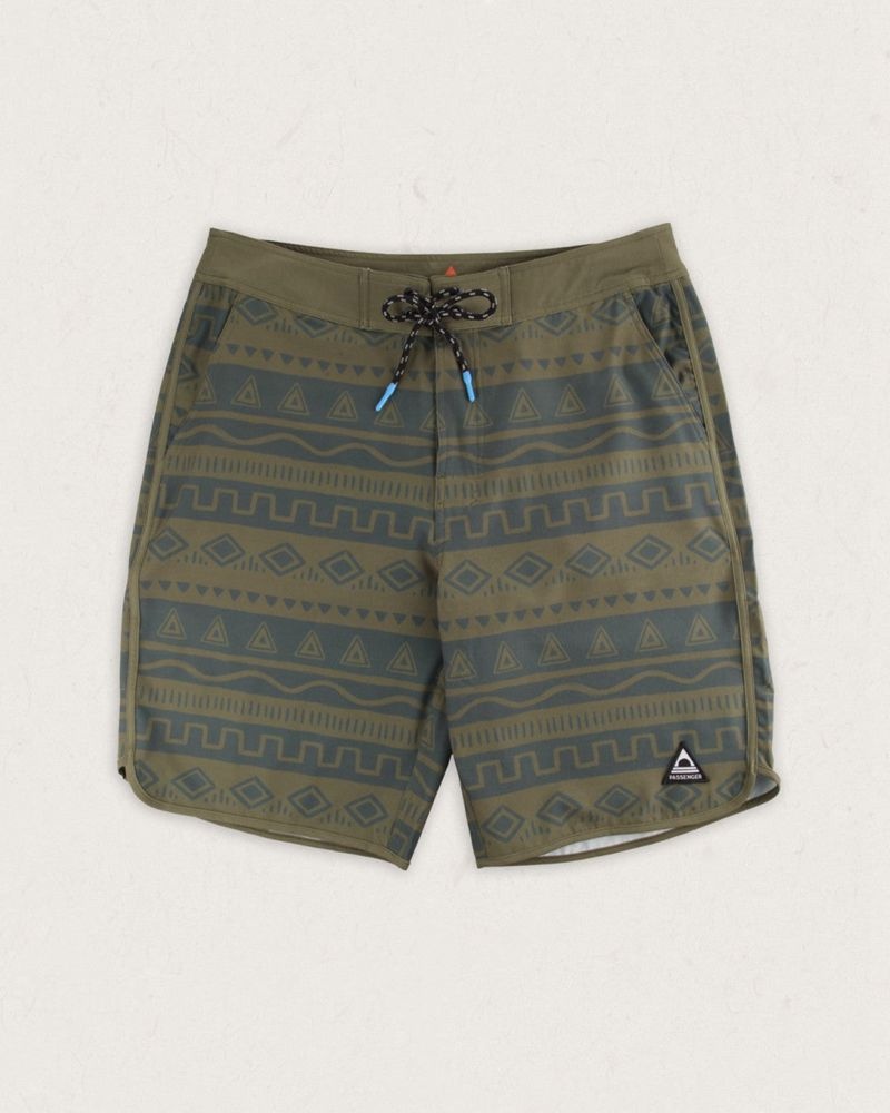 Men's Passenger Breaks Recycled Board Shorts Abstract Stripe Khaki | US-FMZSVH493