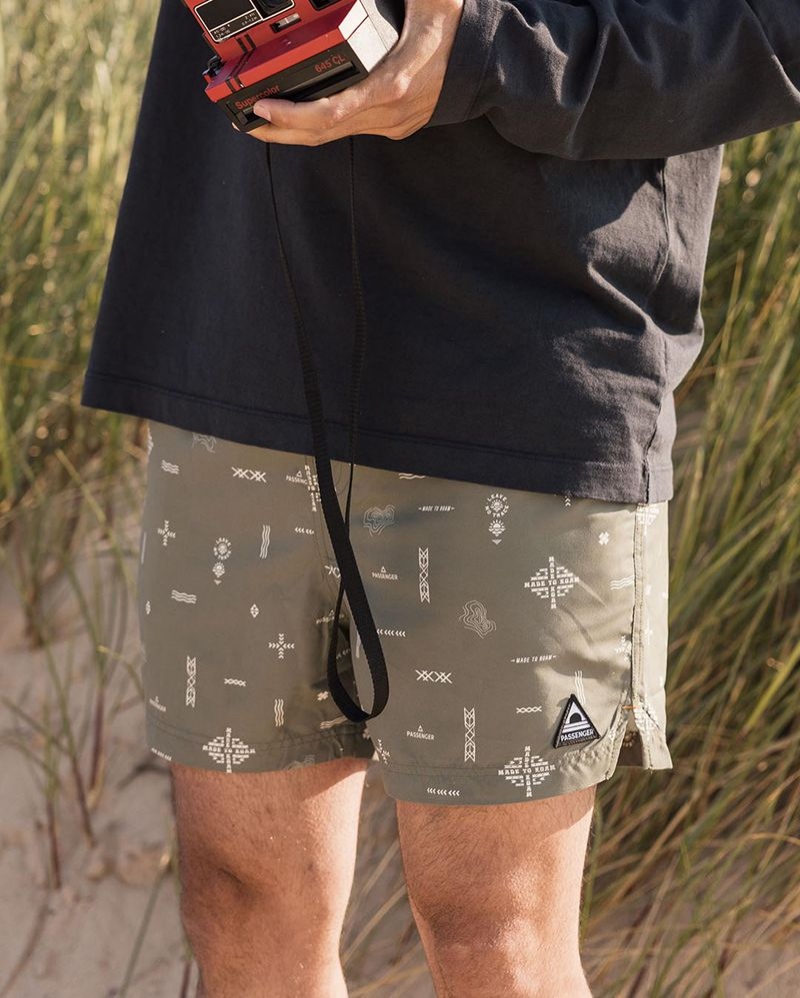 Men's Passenger Cali Recycled Swim Shorts Olive Made To Roam | US-CYPJQV310