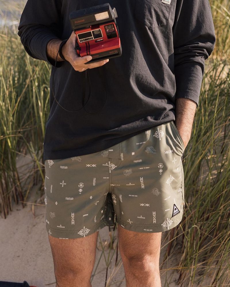 Men's Passenger Cali Recycled Swim Shorts Olive Made To Roam | US-CYPJQV310