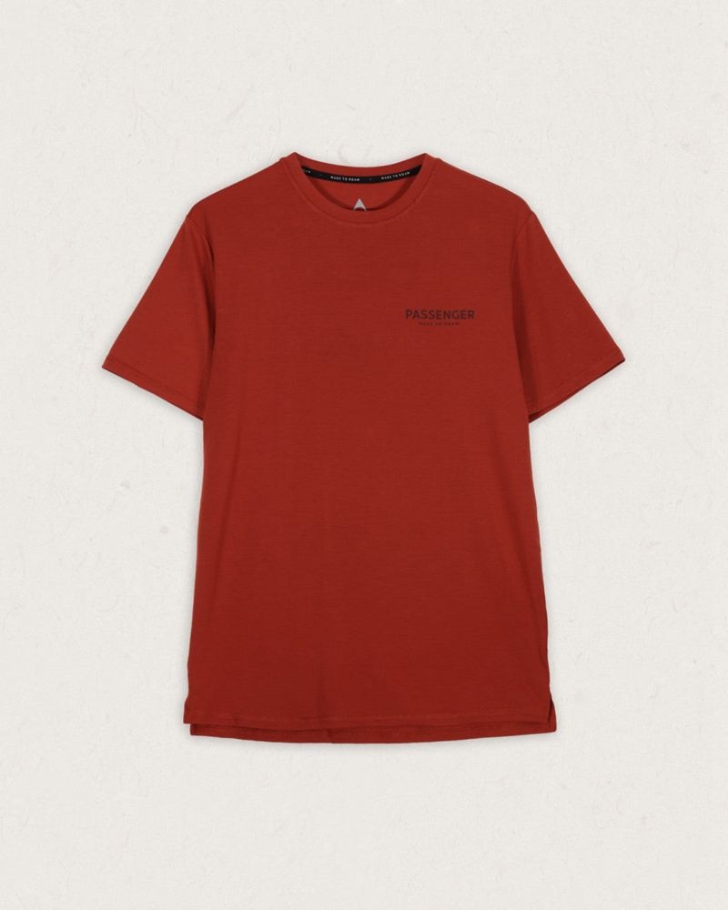 Men's Passenger Calling Active Recycled T-Shirt Burnt Red | US-UMVXGI364