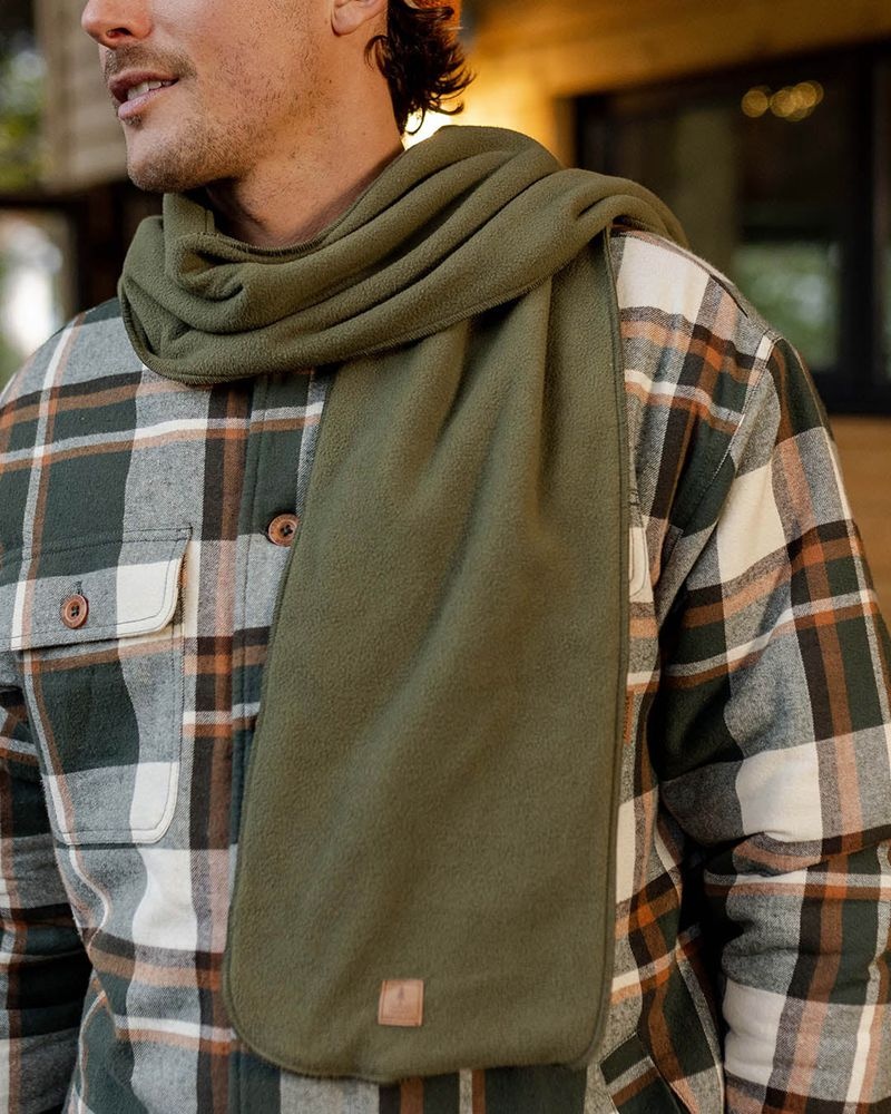 Men's Passenger Campfire Recycled Polar Fleece Scarf Khaki | US-ZAOEJY021