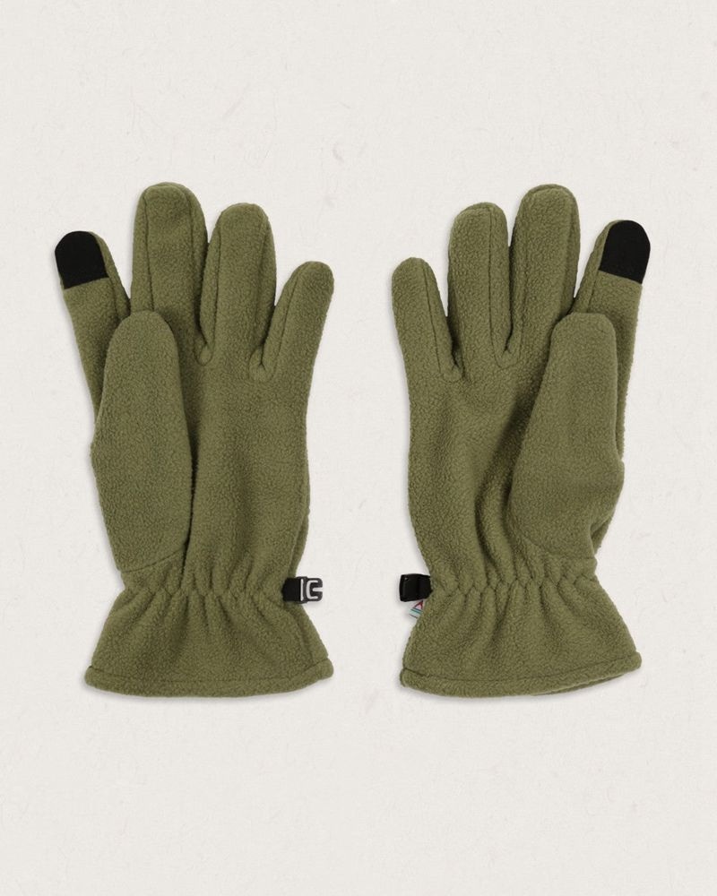 Men's Passenger Daytrip Recycled Polar Fleece Touch Screen Gloves Khaki | US-BWCFXH358