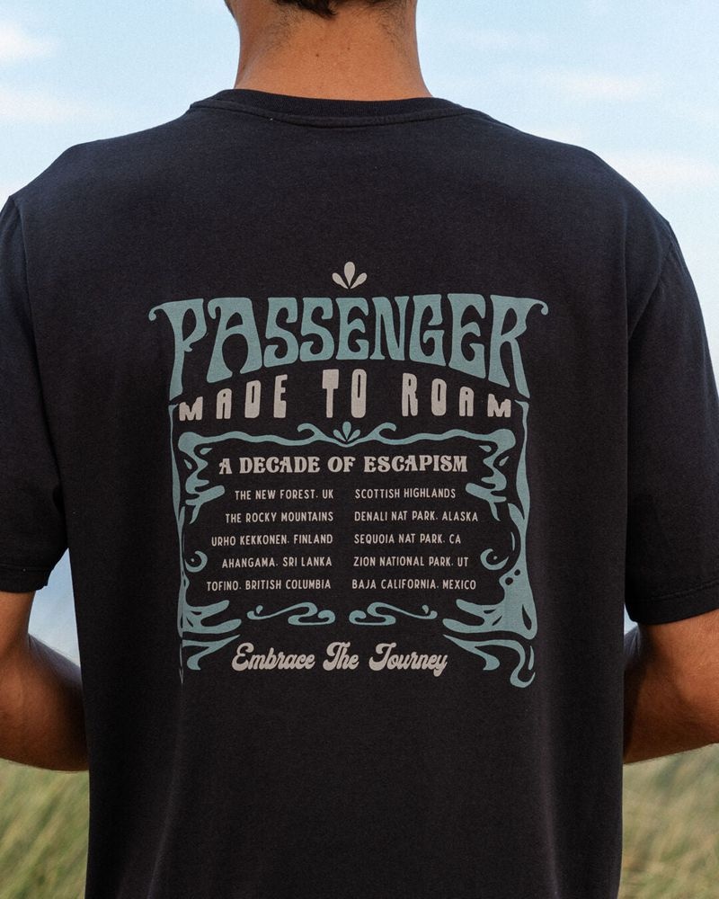 Men\'s Passenger Decade Recycled Cotton T-Shirt Black | US-XPWVLH905