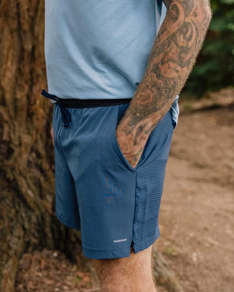 Men's Passenger Descent Trail Recycled Shorts Dark Denim | US-NPWTIM735