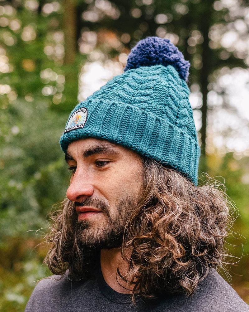 Men's Passenger Drifter Fleece Lined Recycled Bobble Hat Shaded Spruce | US-OWBKCF701