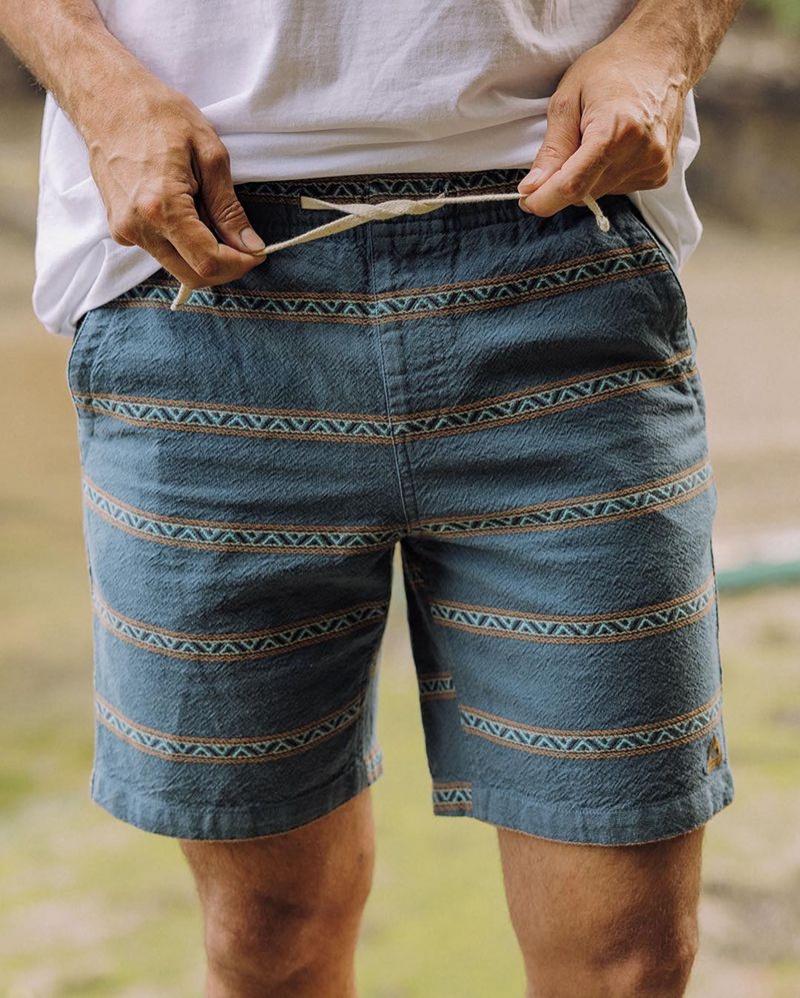 Men's Passenger Drifter Organic Cotton Jacquard Shorts Mediterranean Geo Stripe | US-IUCRMO435