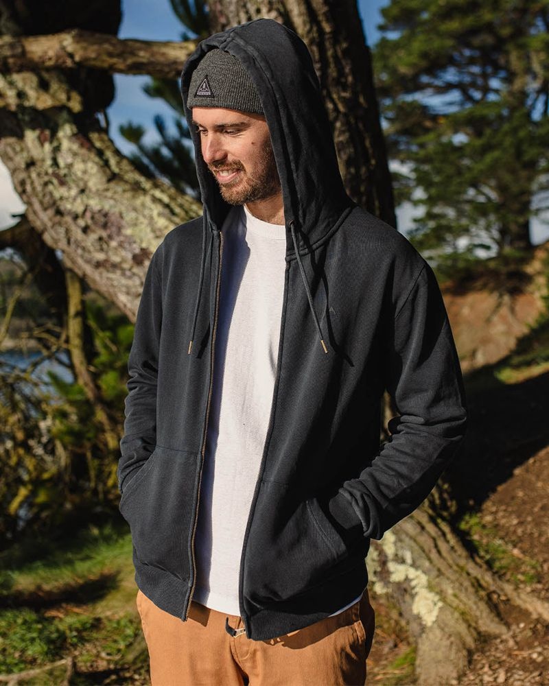 Men's Passenger Escape Full Zip Hoodie Black | US-CZUGDN206