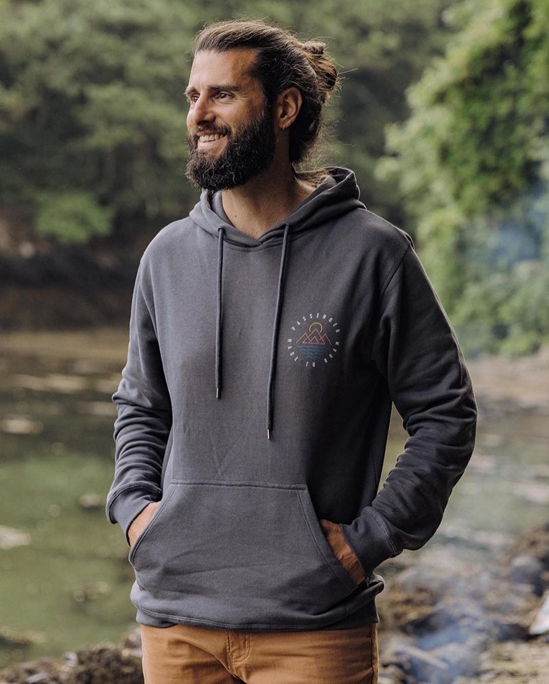 Men's Passenger Escapism Recycled Cotton Hoodie Faded Black | US-UVLGKZ170