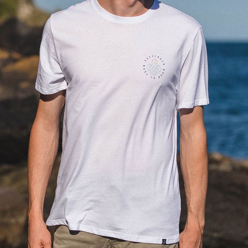 Men's Passenger Escapism Recycled Cotton T-Shirt White | US-QWCAXB650