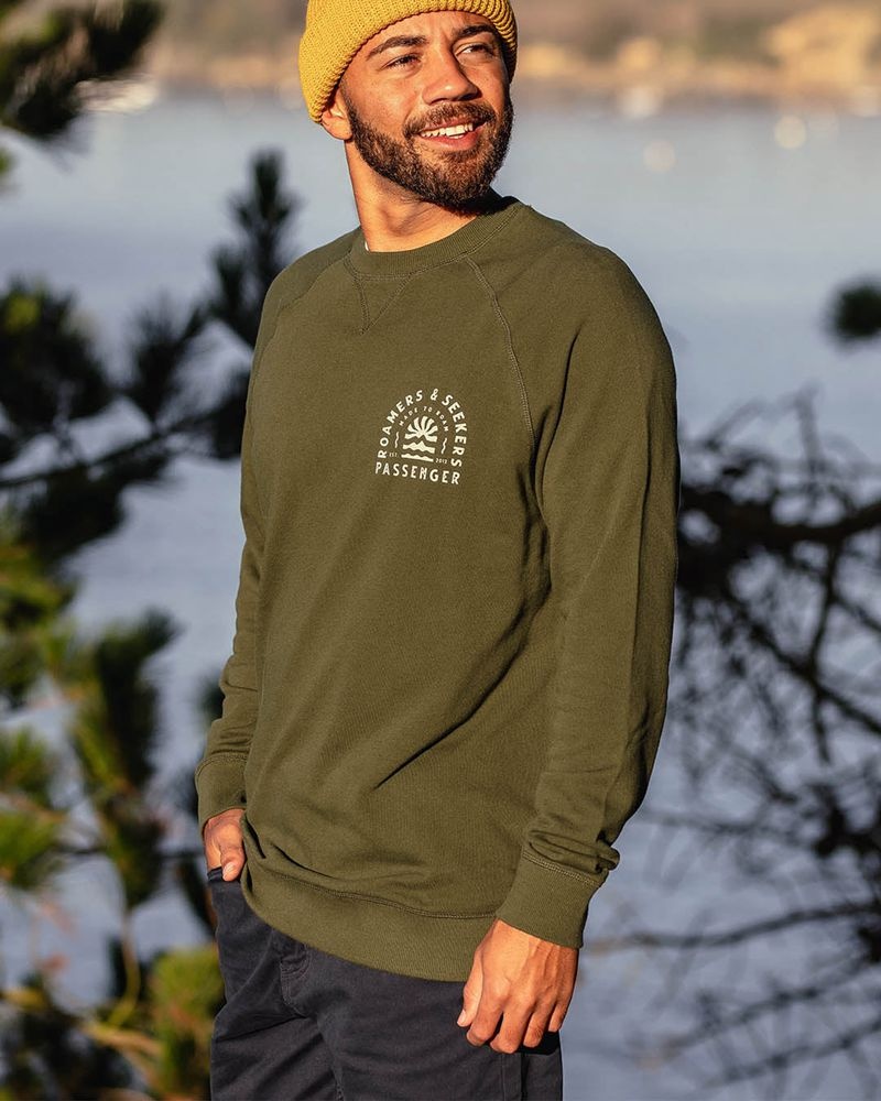 Men's Passenger Evenfall Recycled Cotton Sweatshirt green | US-LFZBVN049