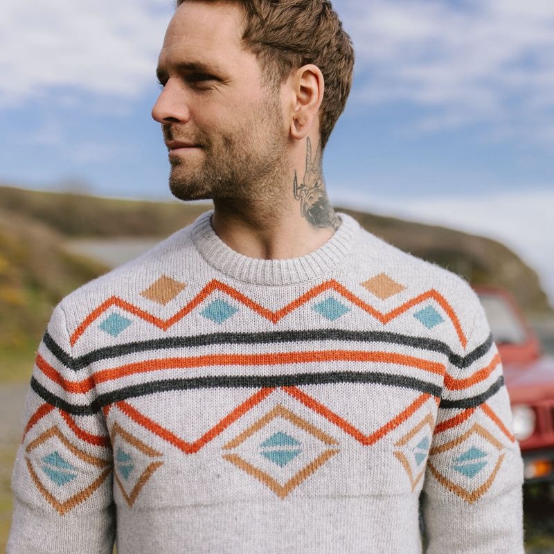 Men's Passenger Fireside Knitted Jumper Beige | US-QKJSHW465