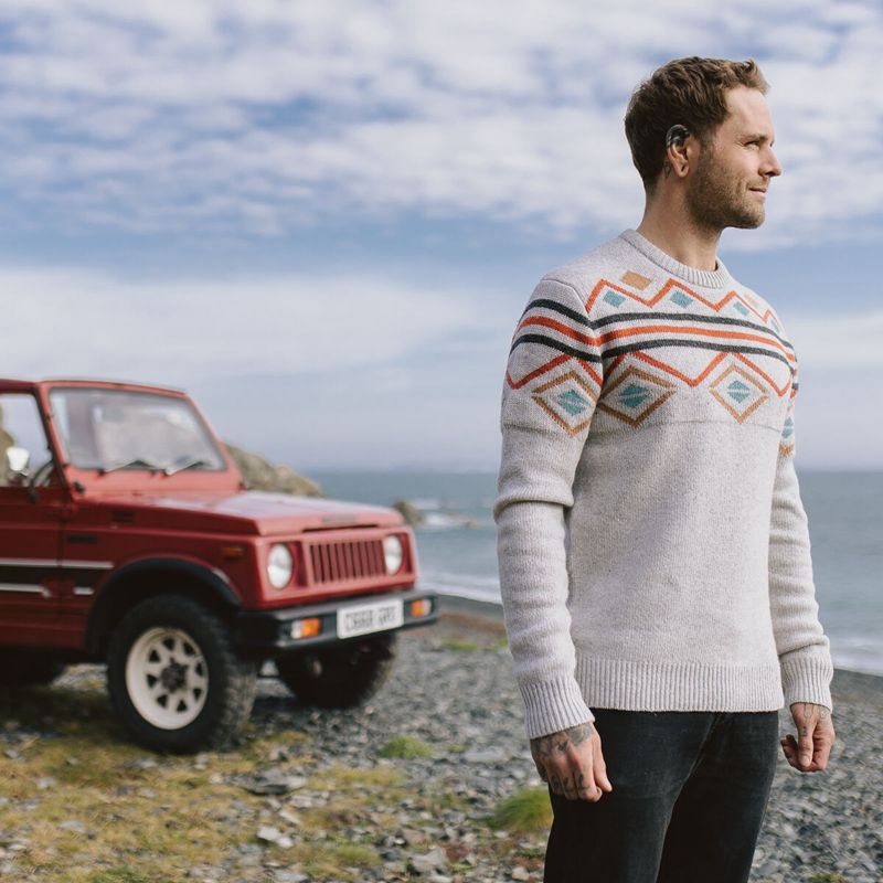 Men's Passenger Fireside Knitted Jumper Beige | US-QKJSHW465