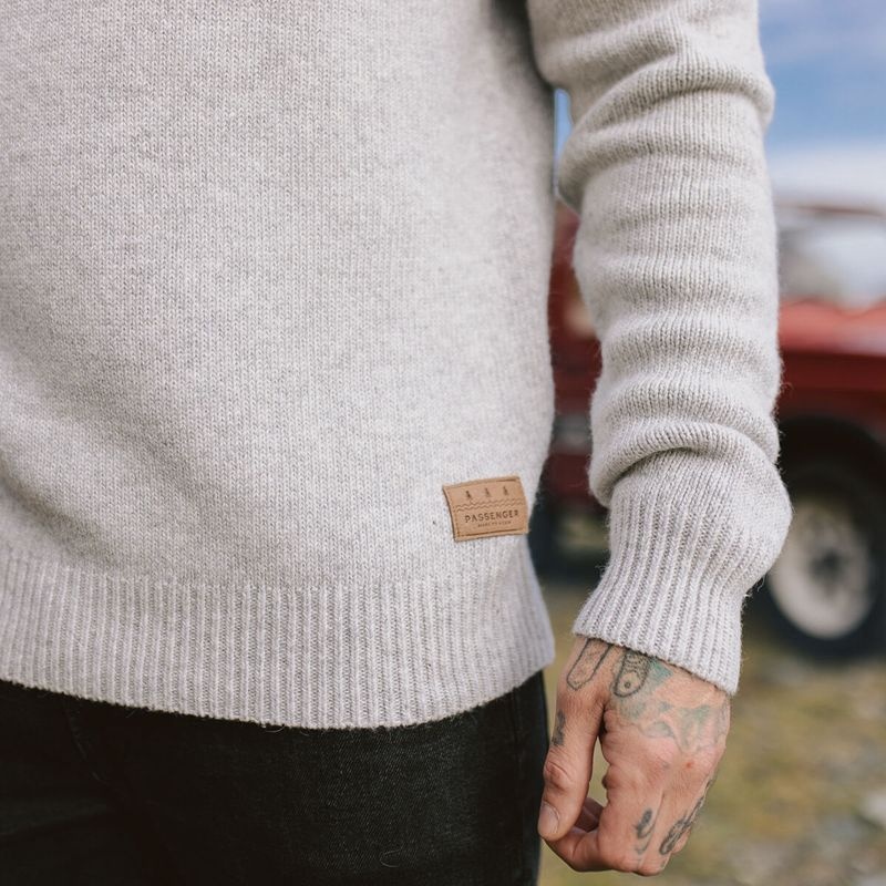 Men's Passenger Fireside Knitted Jumper Beige | US-QKJSHW465