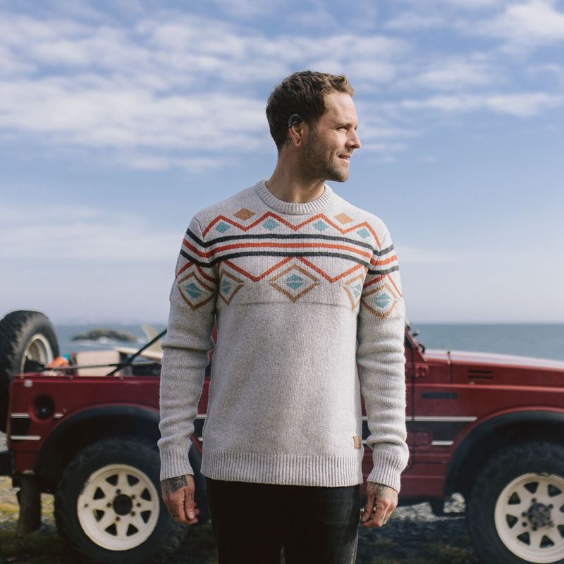 Men\'s Passenger Fireside Knitted Jumper Beige | US-QKJSHW465