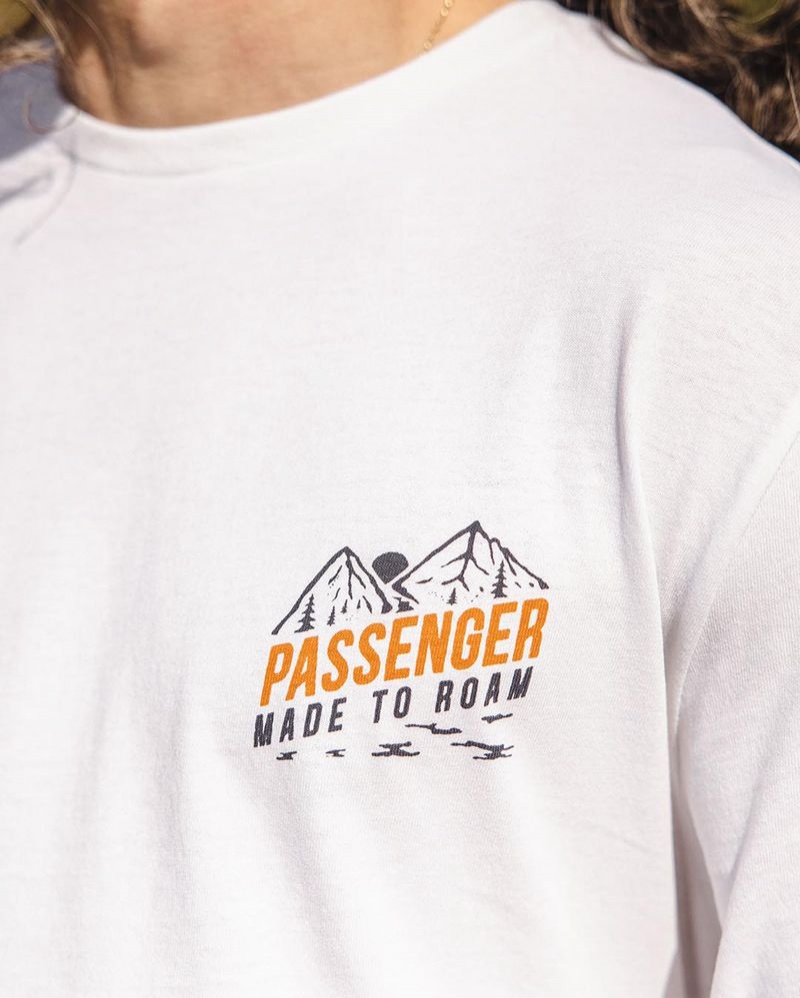 Men's Passenger Fjord Recycled Cotton Ls T-Shirt White | US-YLSPOZ172