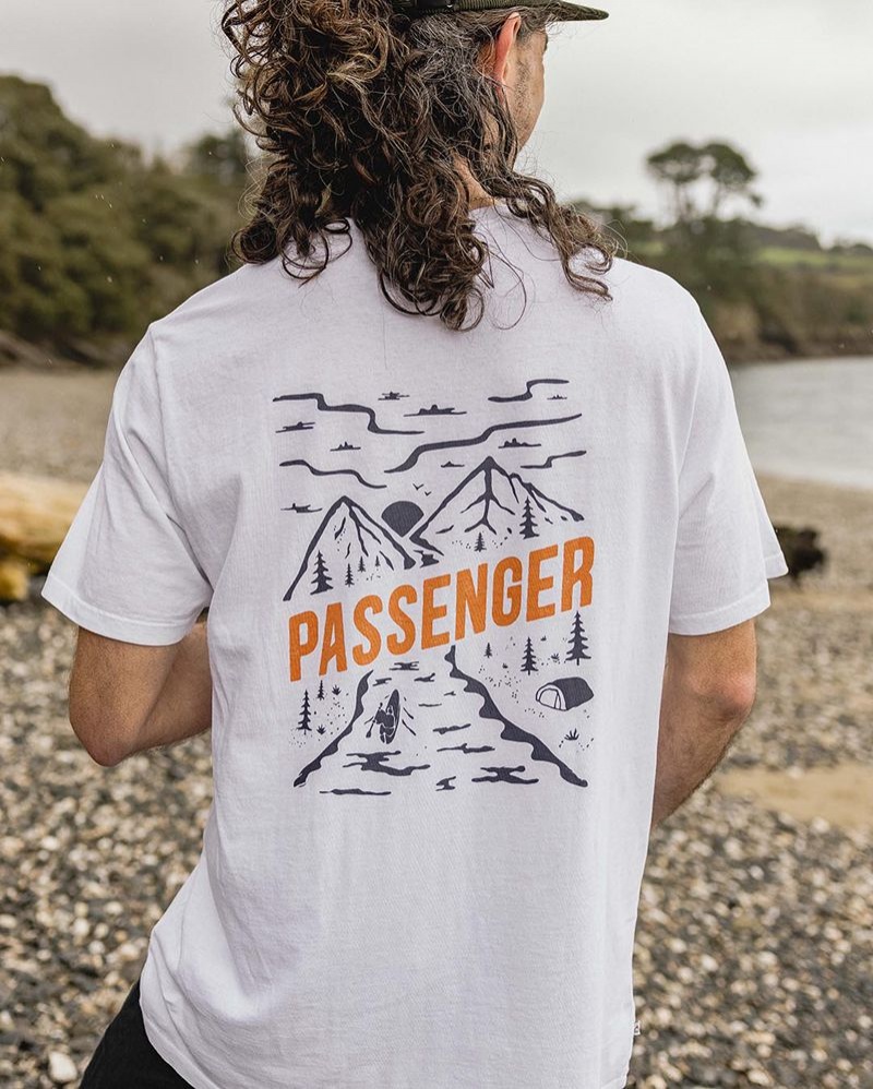 Men's Passenger Fjord Recycled Cotton T-Shirt White | US-FXCJBV984