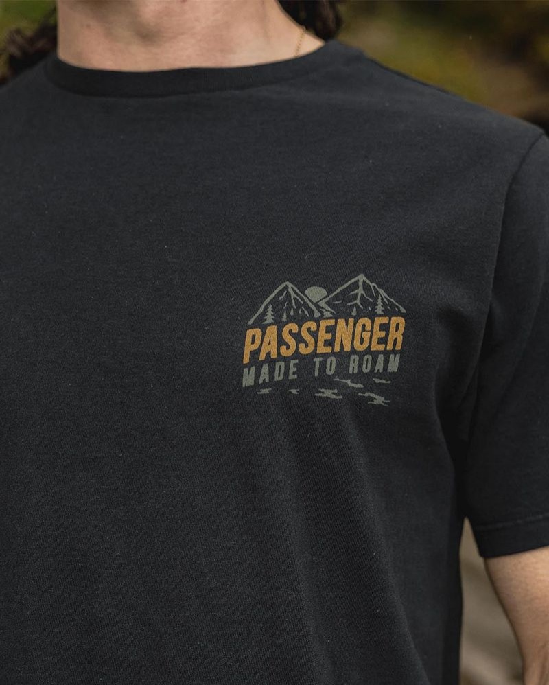 Men's Passenger Fjord Recycled Cotton T-Shirt Black | US-IFVXON850