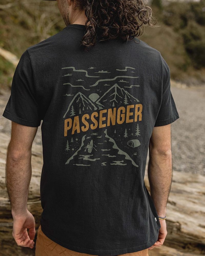 Men's Passenger Fjord Recycled Cotton T-Shirt Black | US-IFVXON850