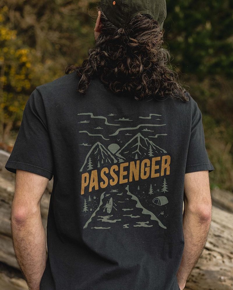 Men\'s Passenger Fjord Recycled Cotton T-Shirt Black | US-IFVXON850