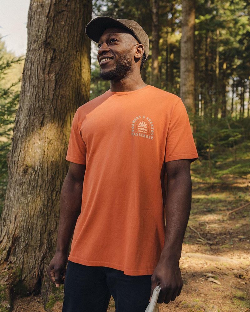 Men's Passenger Flare Recycled Cotton T-Shirt Burnt Orange | US-OAFGNL734