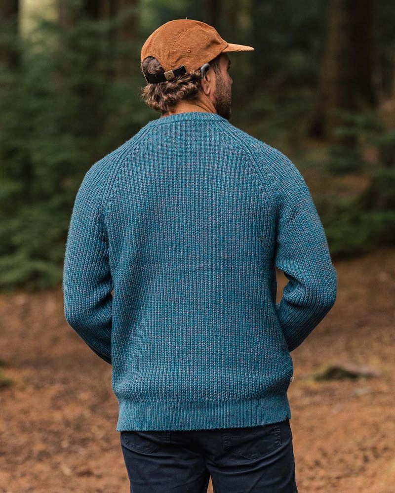 Men's Passenger Fog Recycled Knitted Jumper Deep Teal | US-HXWOZT421