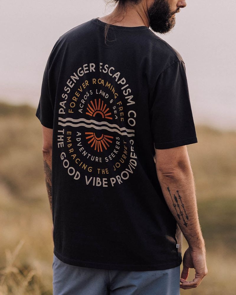 Men's Passenger Good Vibes Recycled Cotton T-Shirt Black | US-MPEAXR270