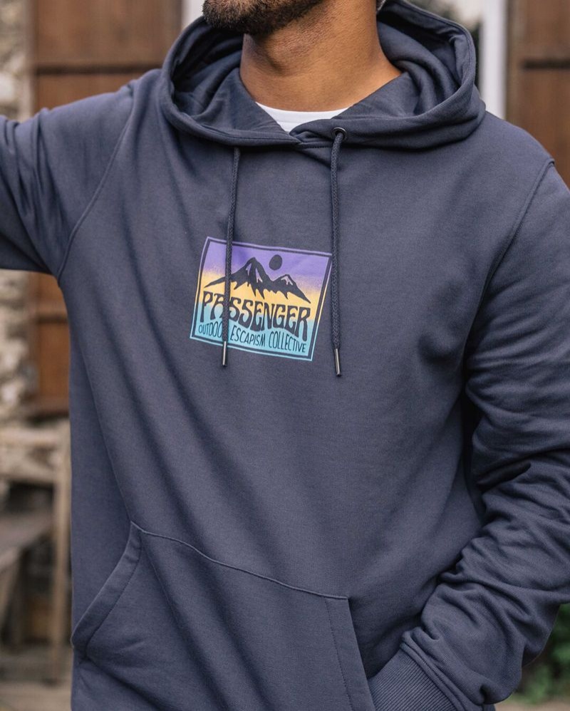 Men's Passenger Grounded Organic Cotton Hoodie Charcoal | US-XHZSTD324