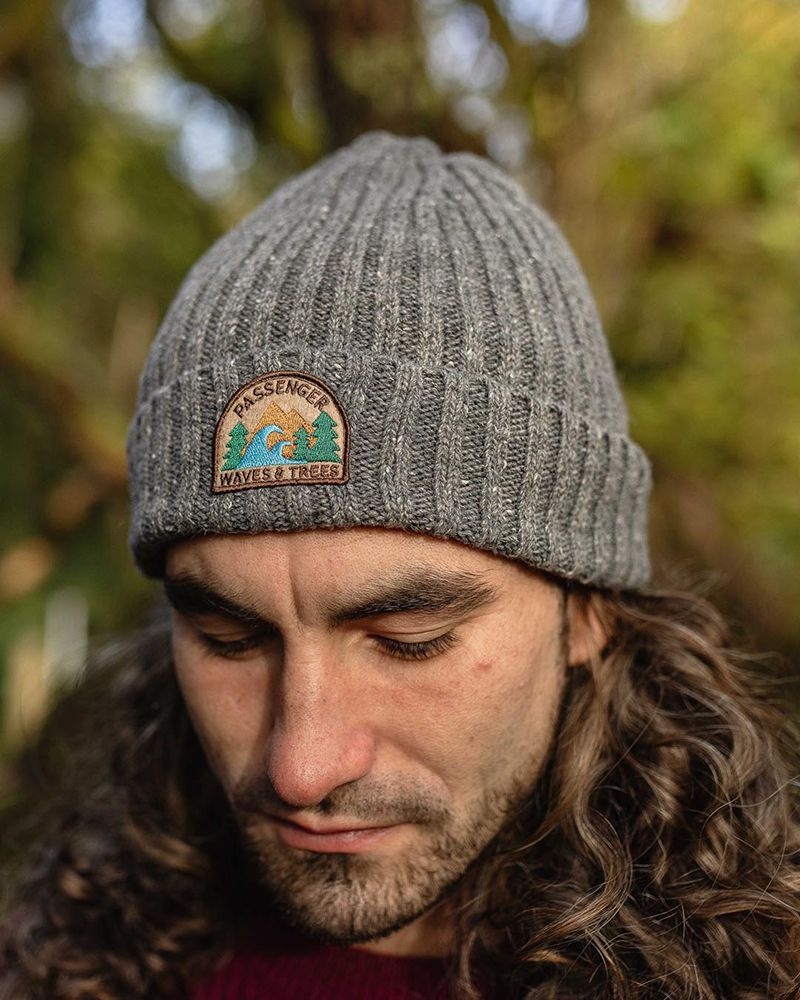 Men's Passenger Katira Rib Knit Beanie Charcoal | US-CQSYMO703